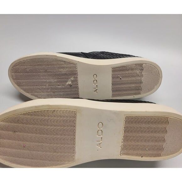 NEW Aldo Jille Women's Slip on Sneakers Black Python Leather Uppers 10 Croc - Picture 3 of 6